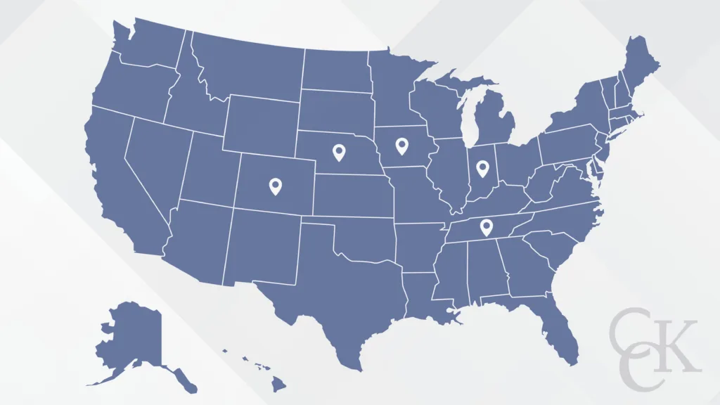 Map of United States with dropped pins showing states with RIFT laws.